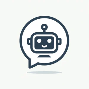 dall·e 2024 06 10 22.08.42 a simple flat icon representing chatbot services. the icon features a chat bubble with a robot face inside it, symbolizing a chatbot. the design is mi