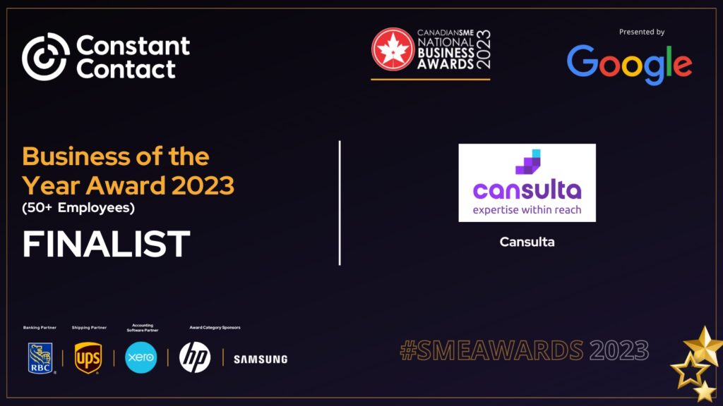 Cansulta FINALIST for "Business of the Year" at 2023 CanadianSME National Business Awards