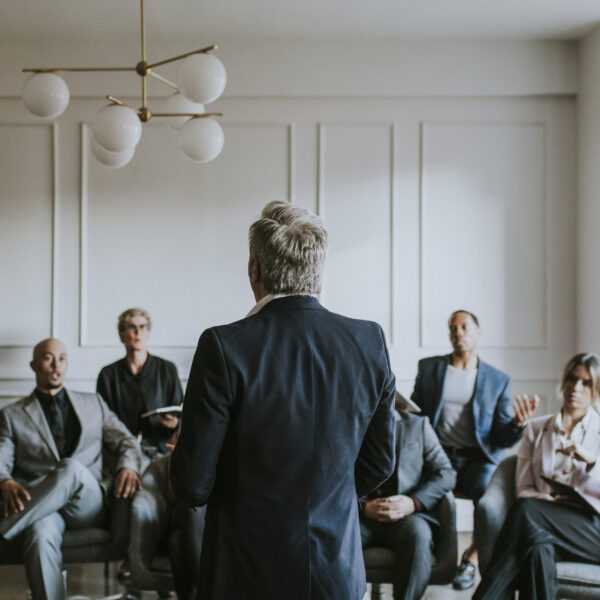 Businessman talking in a seminar