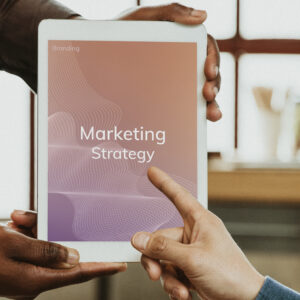 Marketing strategy on a digital tablet mockup